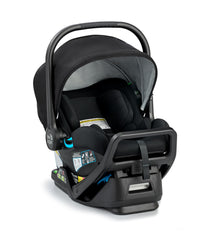 Baby Jogger City GO 2 infant car seat, Lunar Black, side view, compact and lightweight for on-the-go.
