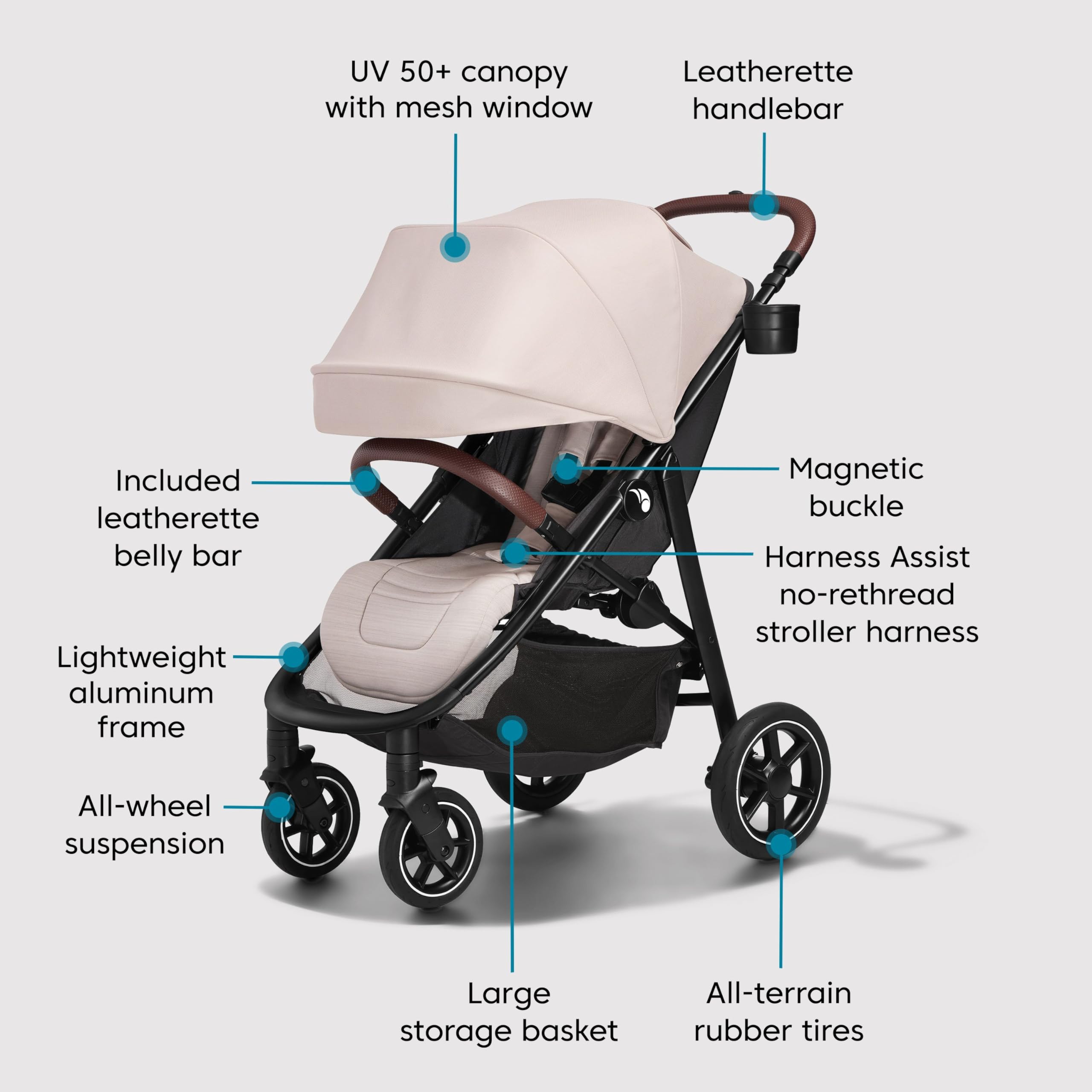 Baby Jogger City Mini Air leatherette handlebar provides a premium grip and look