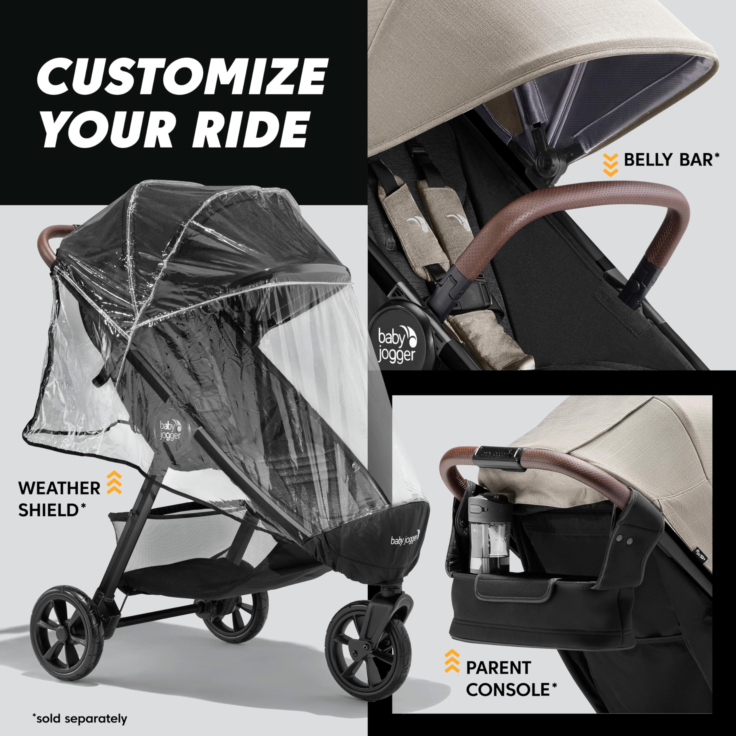 Baby Jogger City Mini GT3 adjustable calf support keeps the rider comfy as they grow.