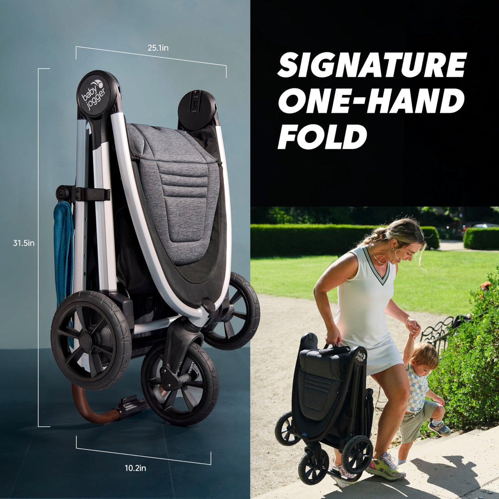 Baby Jogger City Mini GT3 height-adjustable handlebar for a comfortable push height.
