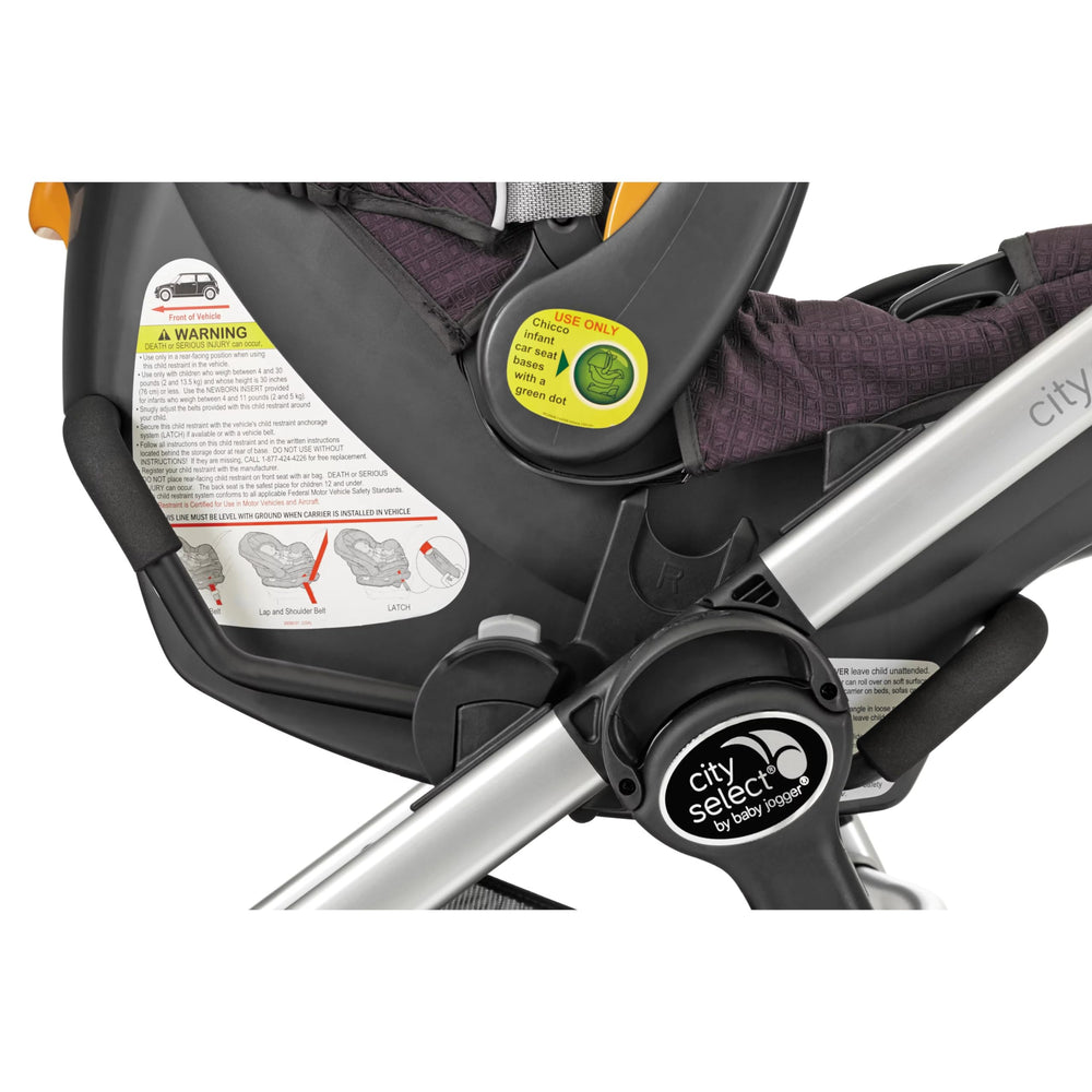 Baby Jogger City Select compatibility chart shows supported strollers for seamless system