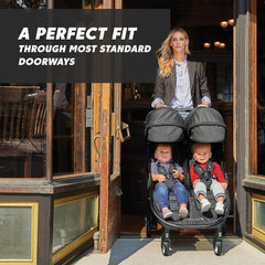 Baby Jogger City Tour 2 Double compact-fold in action for city living