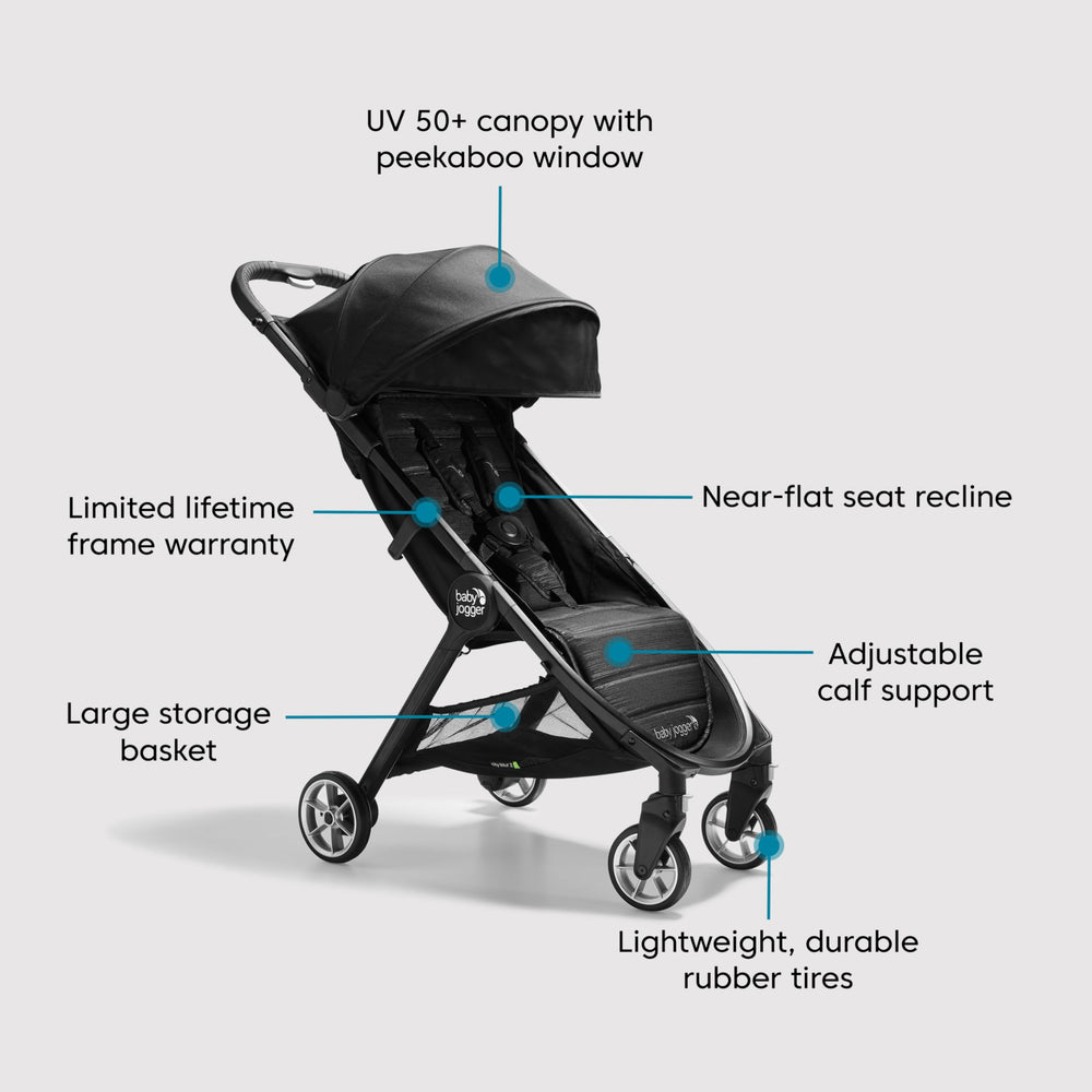 Baby Jogger City Tour 2 locking front swivel wheels ensure a smooth ride.