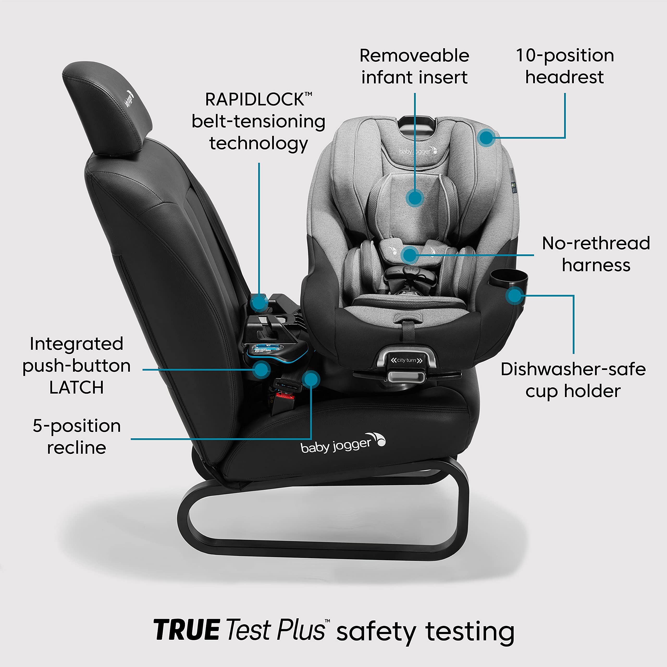 Baby Jogger City Turn 10-position headrest for custom comfort