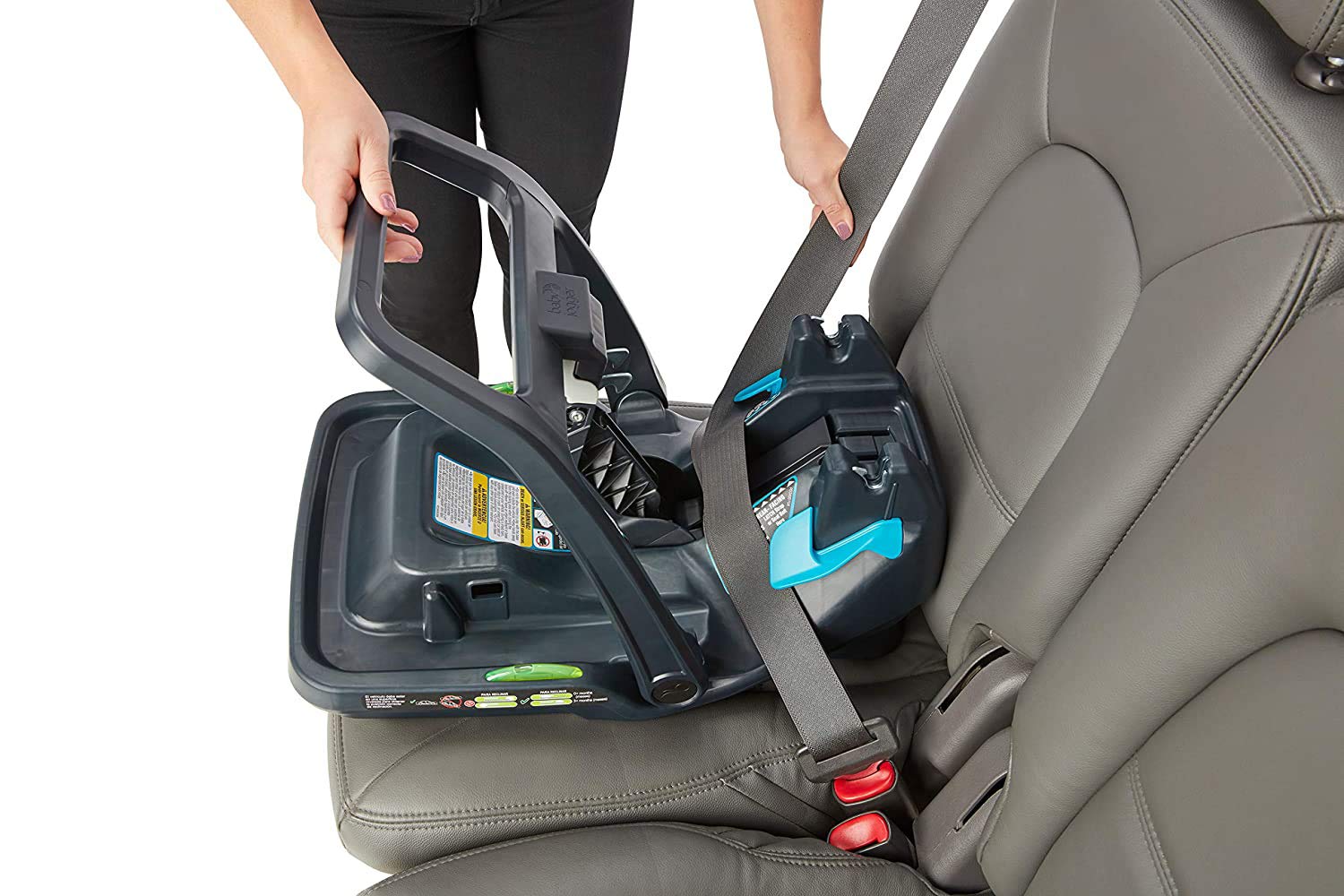Baby Jogger RAPIDLOCK push-button LATCH enables quick, secure installation.