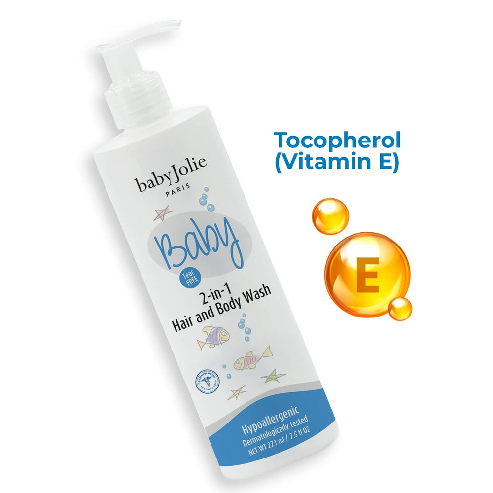 Baby Jolie 2-in-1 wash close-up shows gentle lather for head-to-toe cleansing.