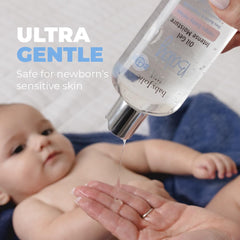 Baby Jolie Relaxing Baby Oil Gel shea-butter close-up emphasizes deep hydration for dry areas.
