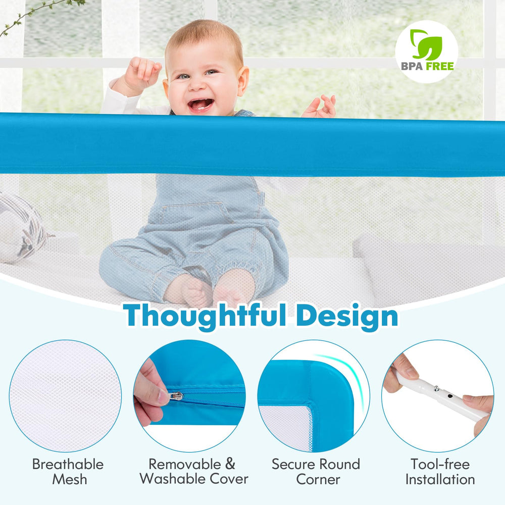 BABY JOY bed rails sturdy steel tubes ensure stable setup.