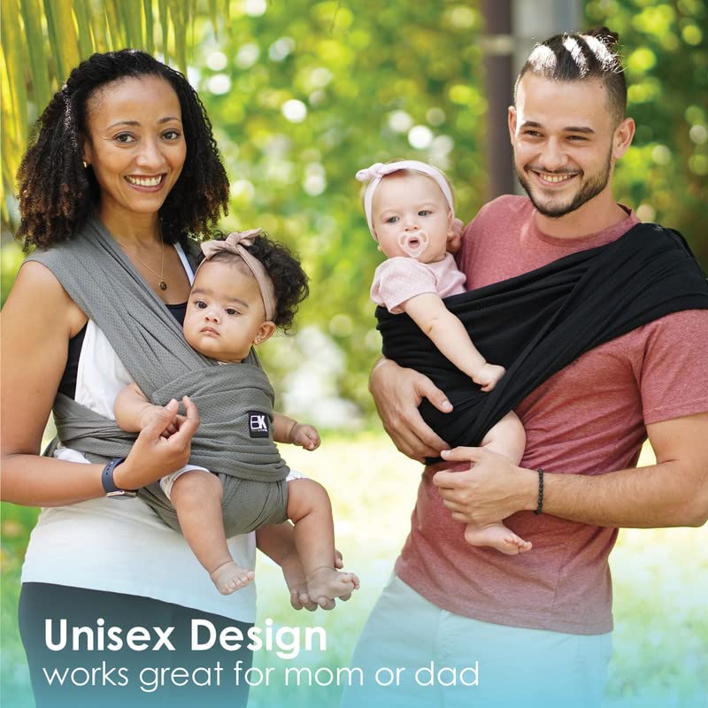 Baby K'tan Breeze black medium wearer illustrates real-use styling and fit