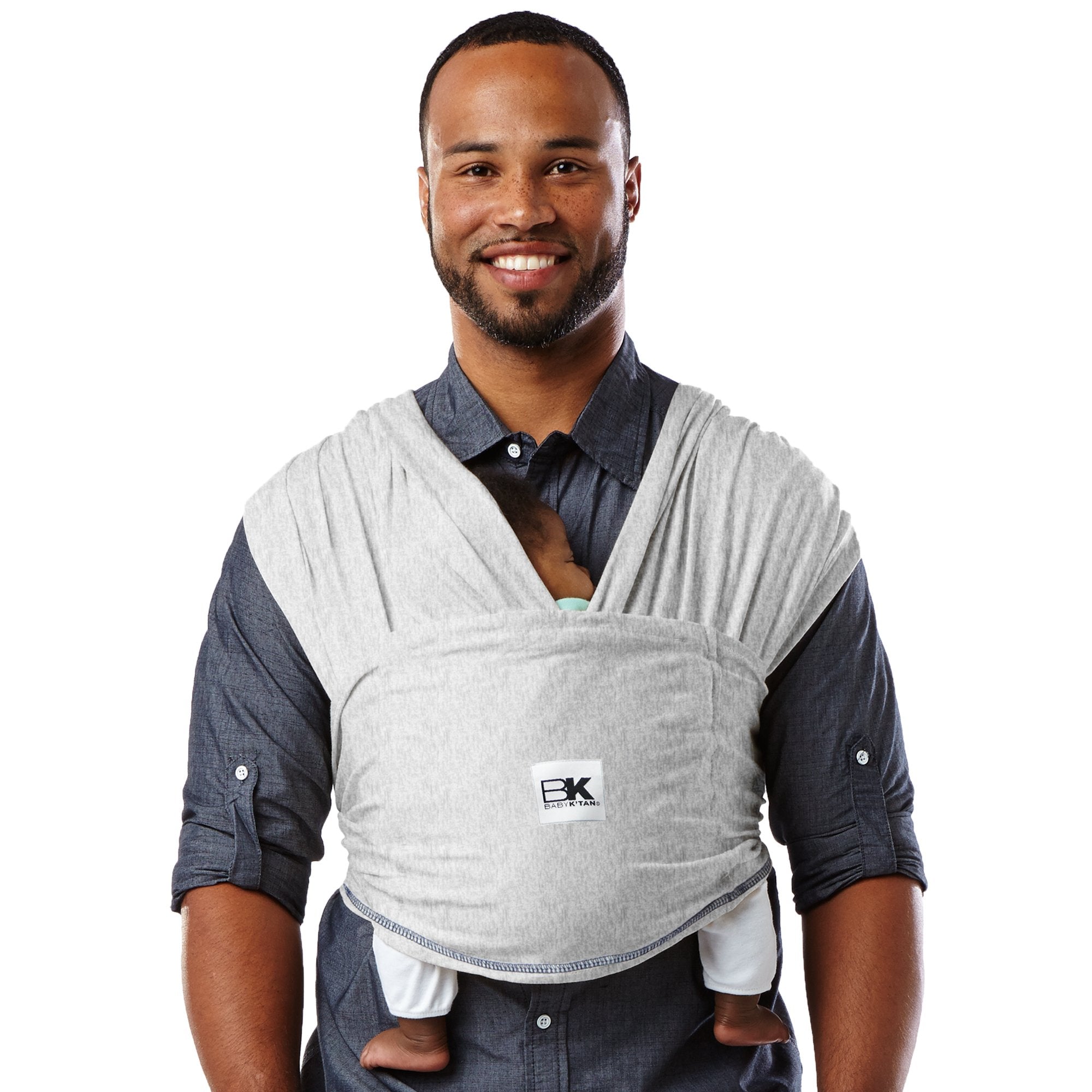 Baby K'tan double-loop secure hold emphasizes safe, ergonomic support for baby.