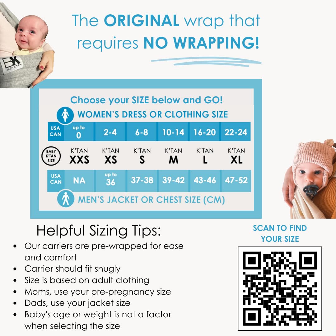 Baby K'tan ready-to-wear sling worn over the head for quick, comfortable use.
