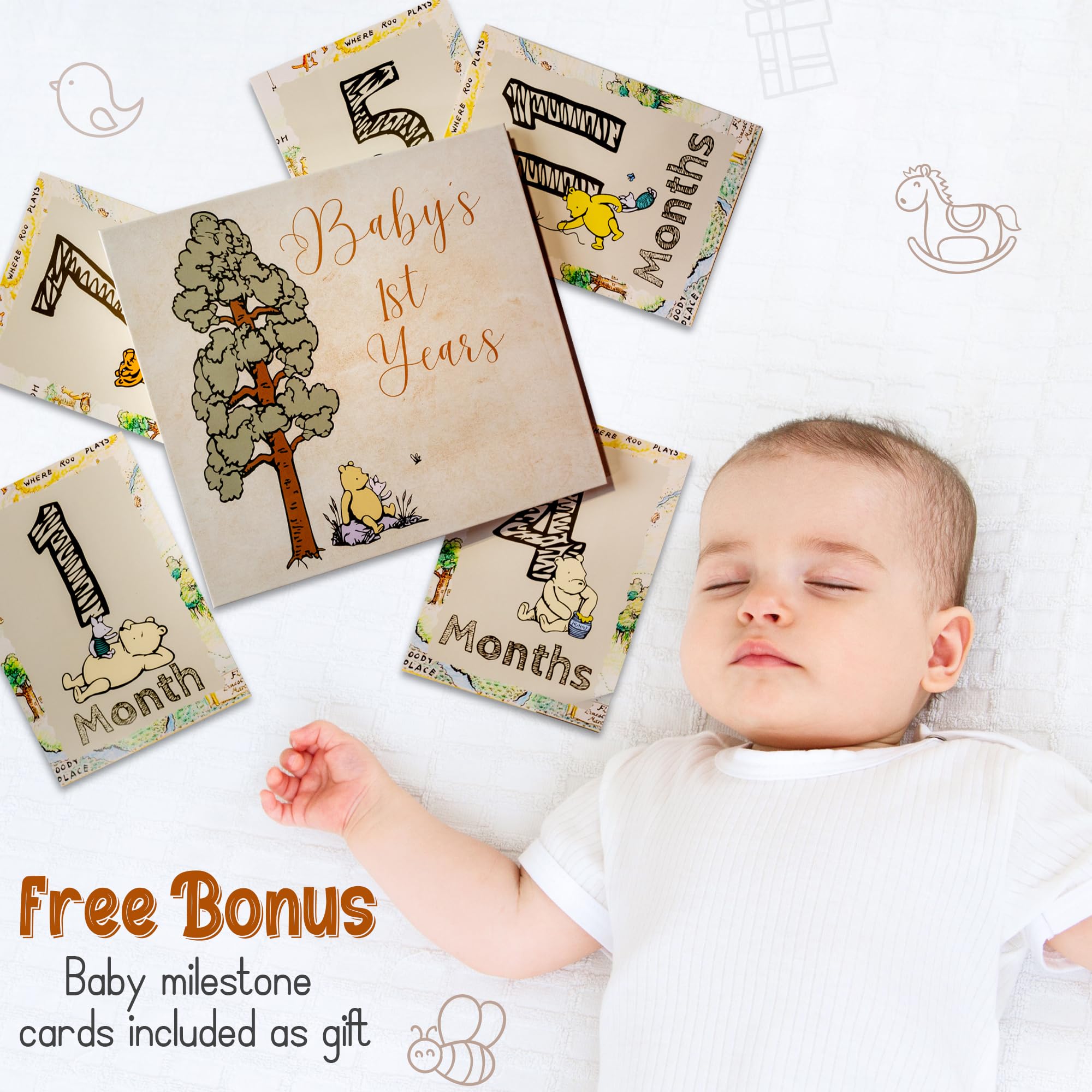 Baby Louise milestone cards spread supports 12-month milestone journaling.