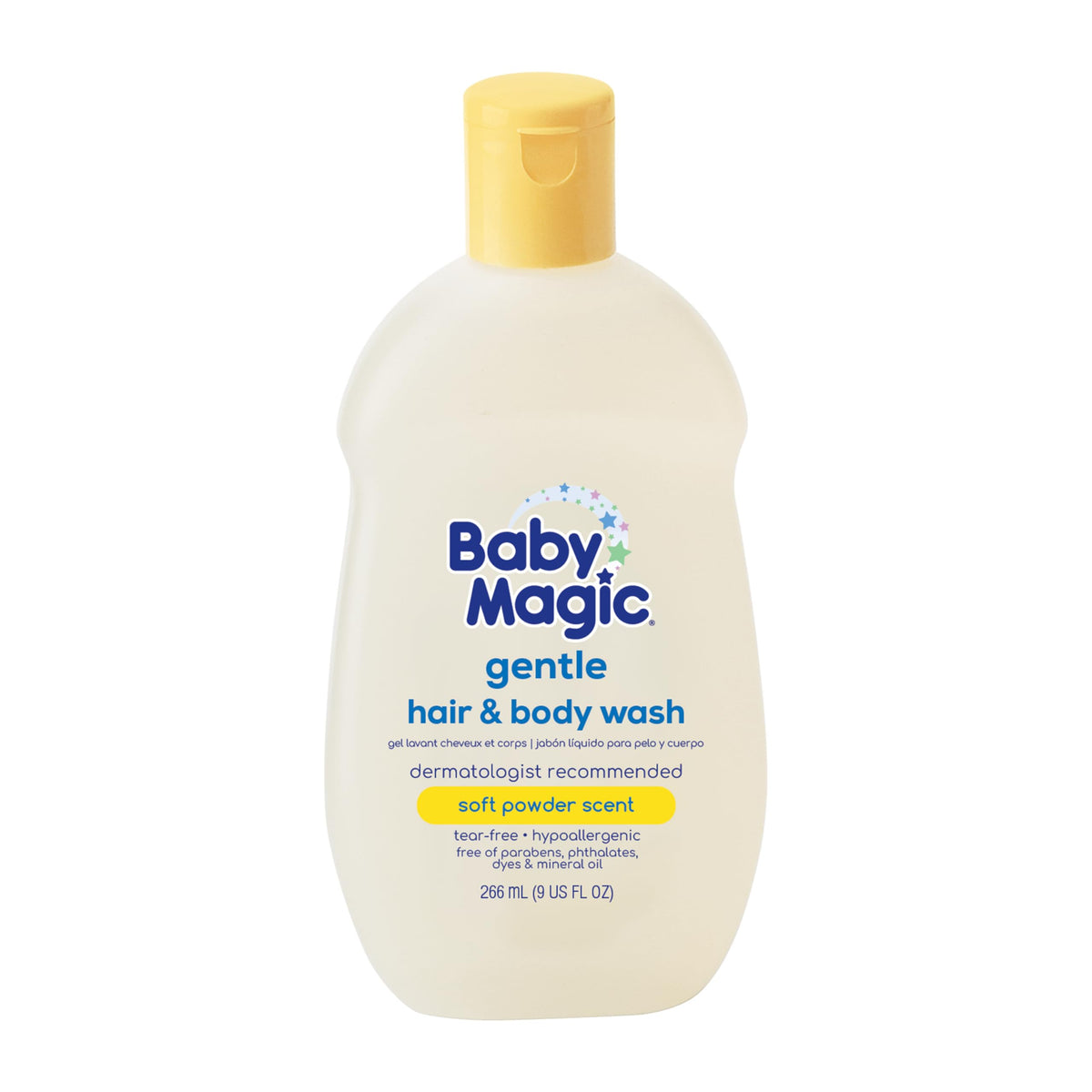 Baby Magic Gentle Hair & Body Wash bottle with calendula and coconut oil for gentle cleansing.