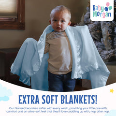 Baby Morgan waffle blanket on crib demonstrates soft, breathable warmth for naps.