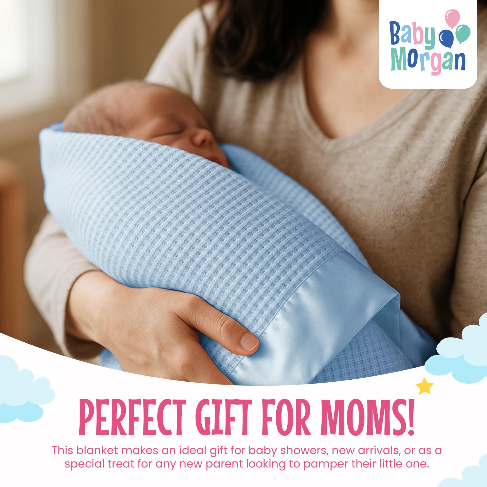 Baby Morgan waffle-knit blanket in a nursery setting for cozy day snuggles.