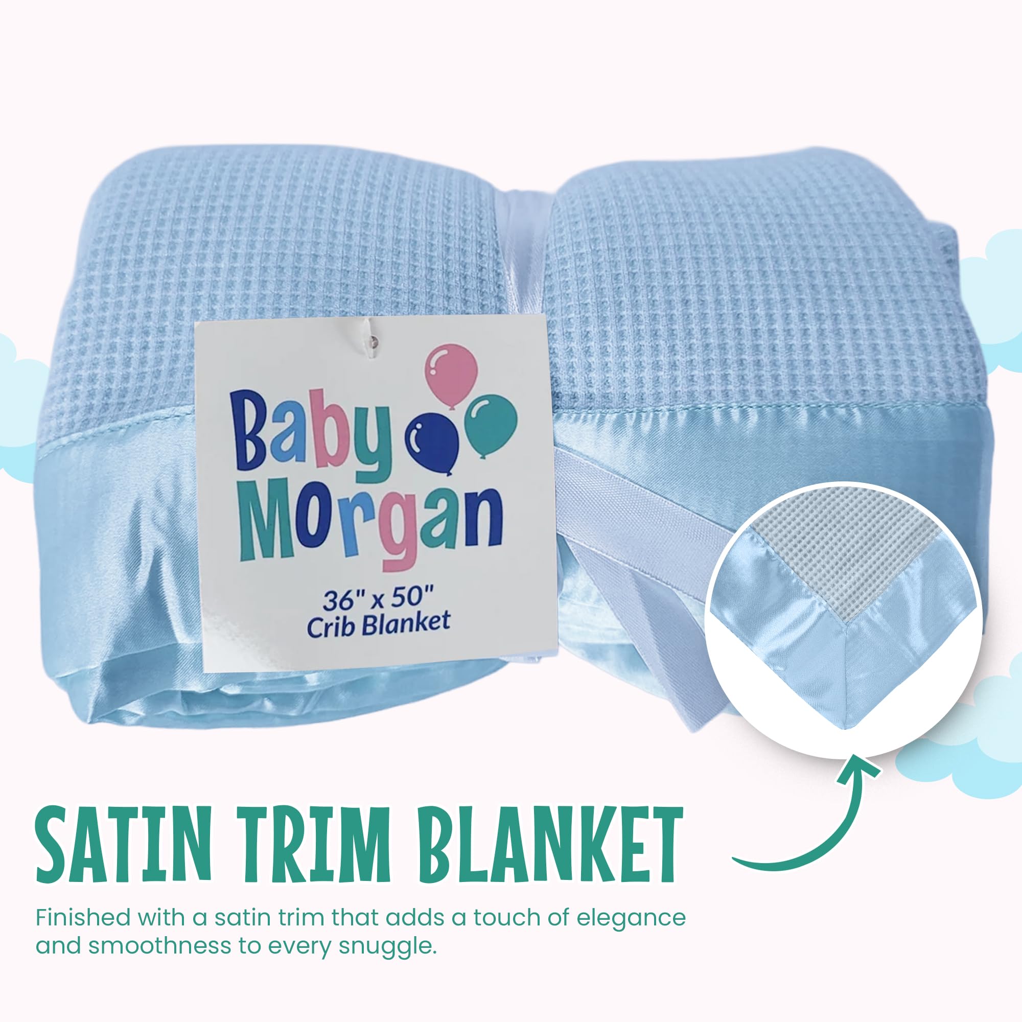 Baby Morgan blanket swaddled in bassinet for cozy newborn moments.