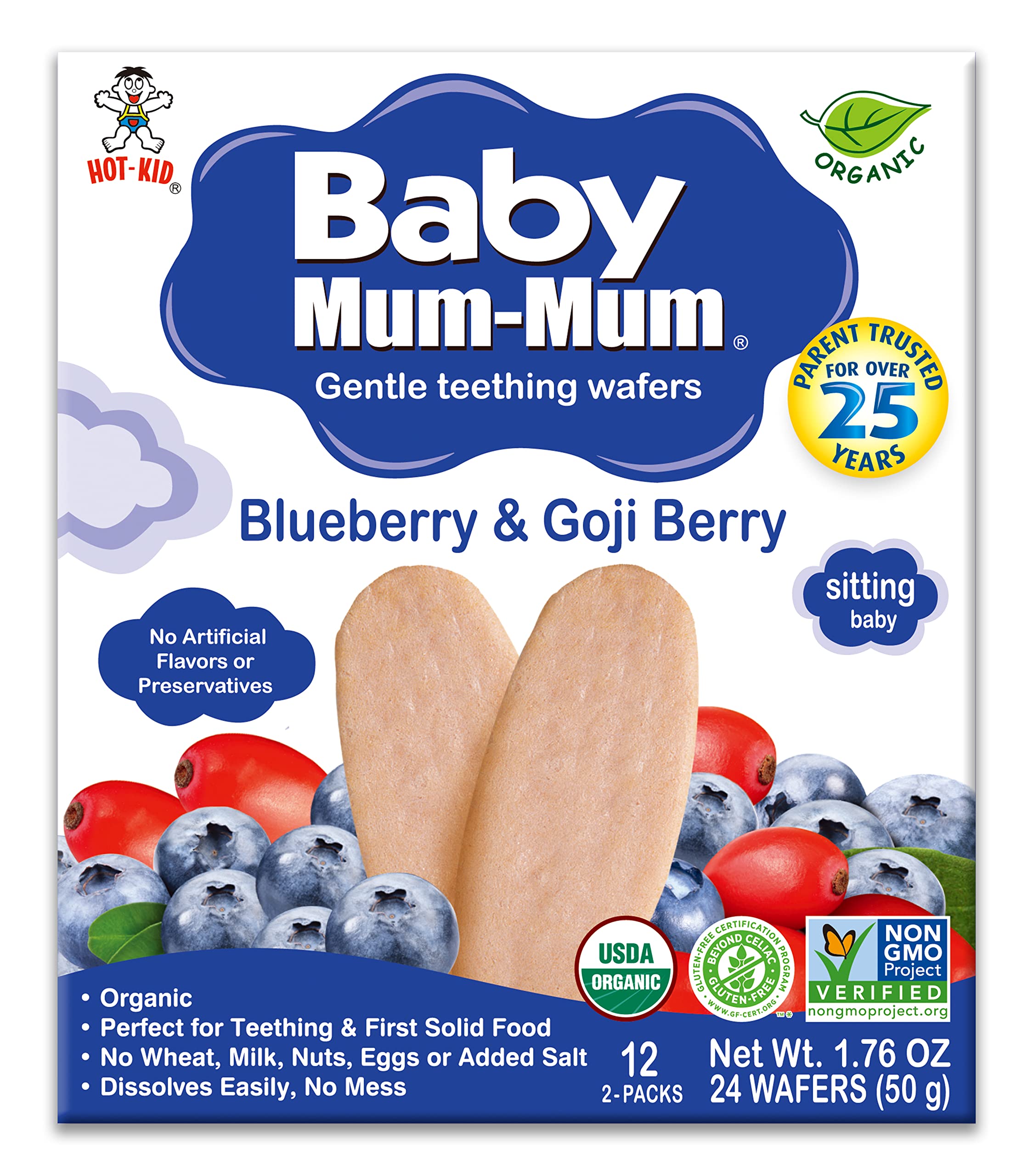 Baby Mum-Mum Hot-Kid rice rusks blueberry goji open pack – easy to grab.