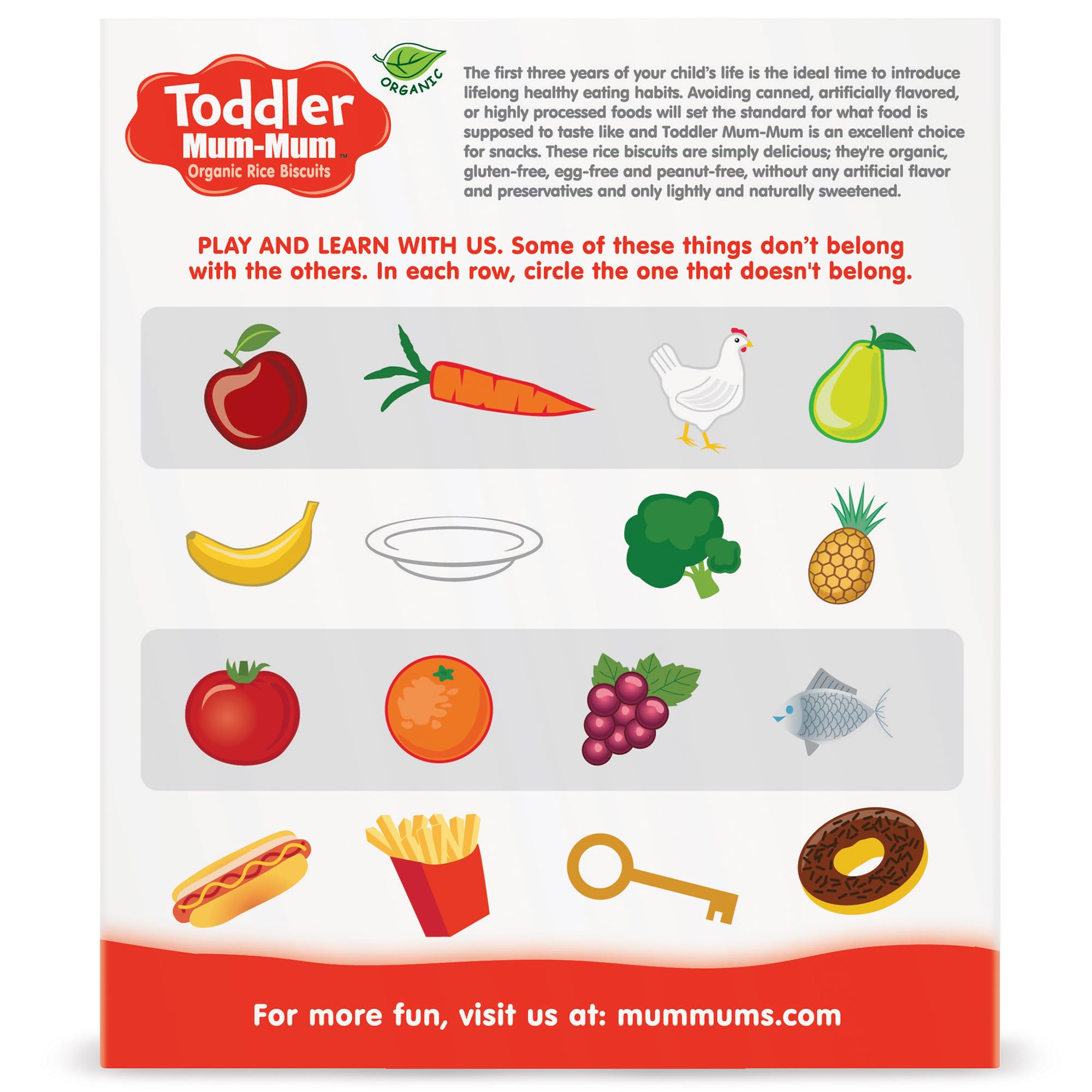 Baby Mum-Mum Toddler Organic Strawberry Rice Biscuits travel-ready packaging, ideal for daycare and trips.