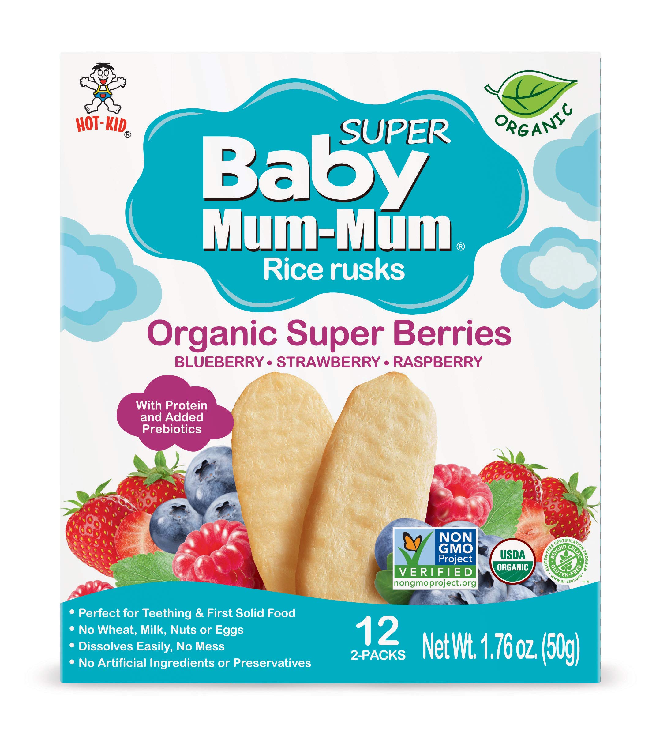 Close-up of Baby Mum-Mum Crackers Berry texture for gentle chewing