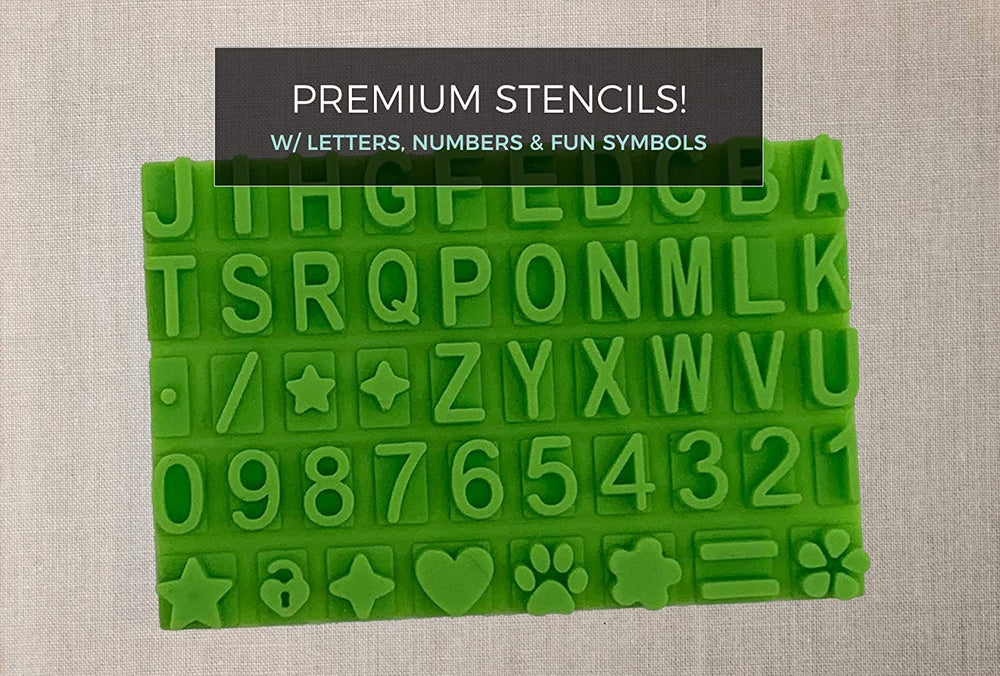 Baby Mushroom bonus stencil kit personalizes keepsakes with names and dates