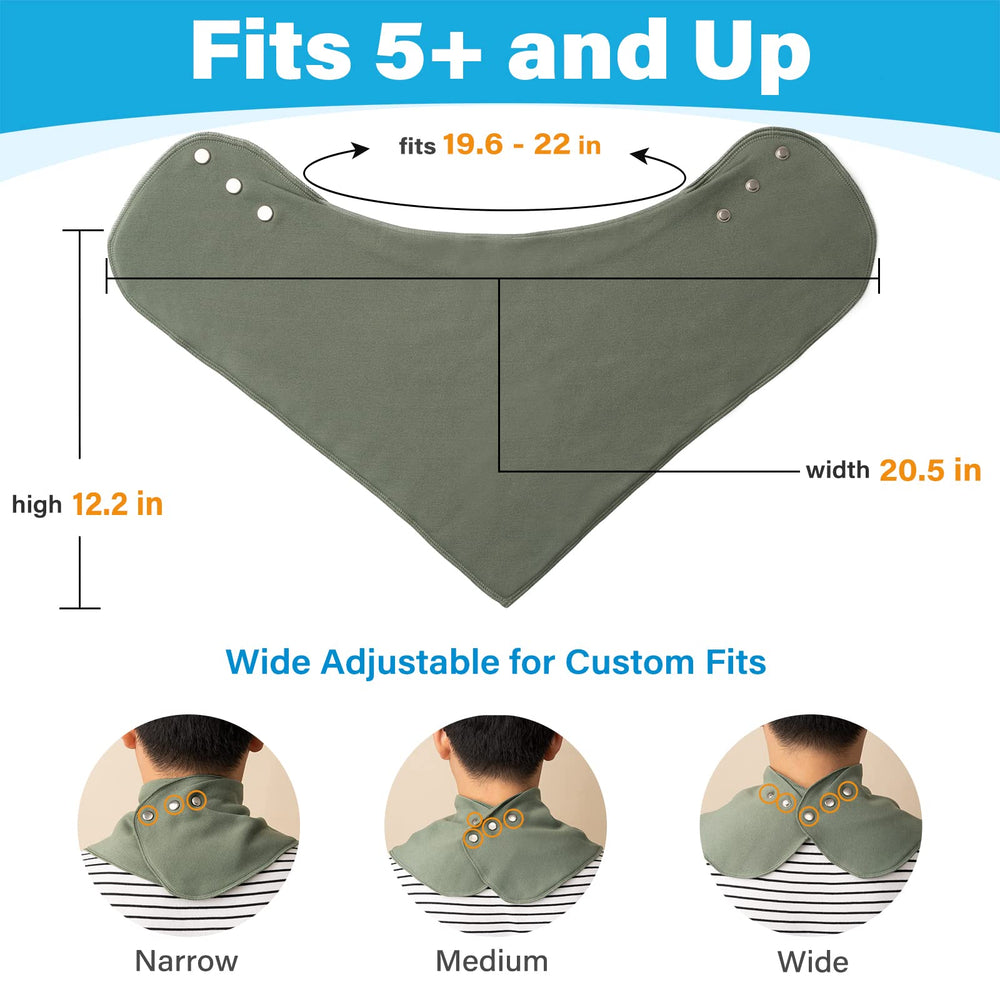 Baby Noah grey solid bib close-up demonstrates durable machine-washable design.