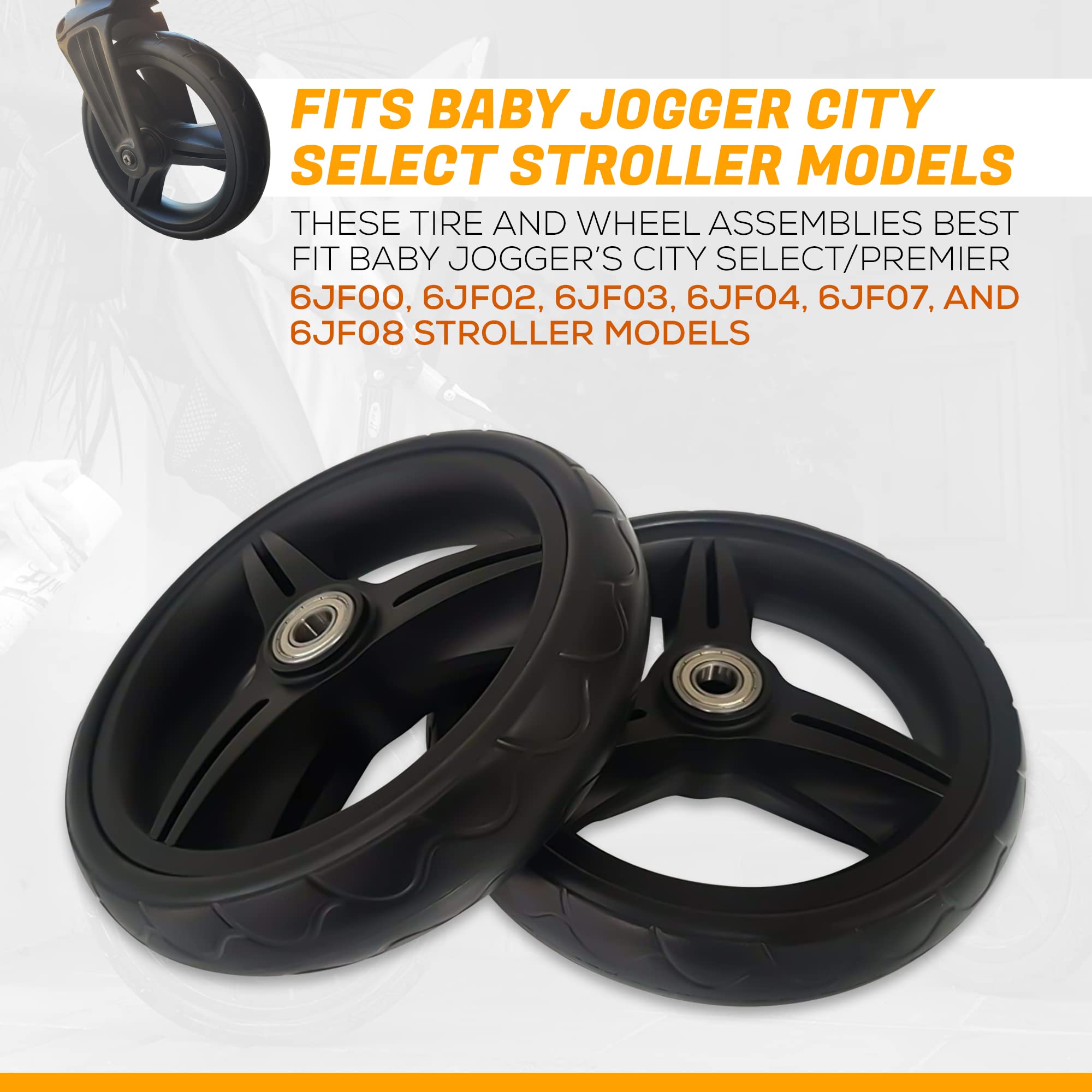 Baby Outlaw front wheel install view shows simple screwdriver-based replacement.