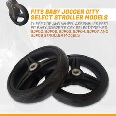 Baby Outlaw front wheel install view shows simple screwdriver-based replacement.