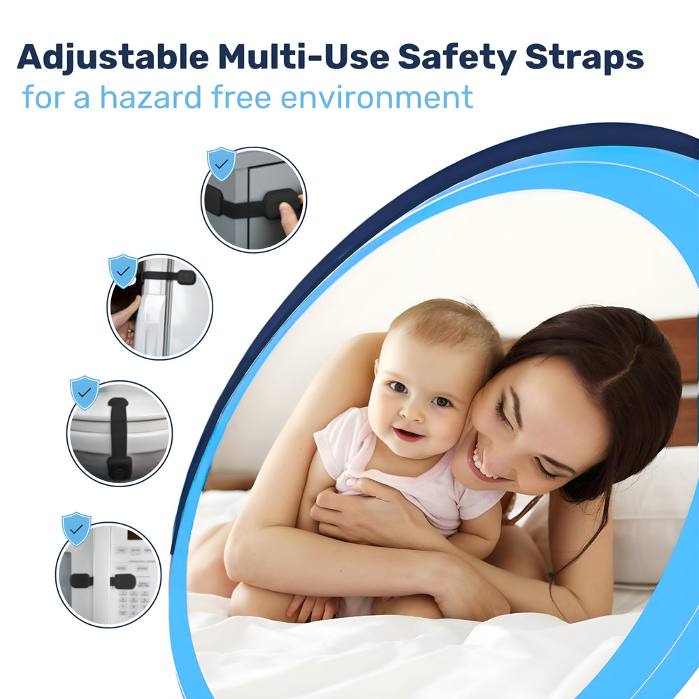 Baby Proof Me 3M adhesive strap on drawers keeps hazardous items out of reach without tools.