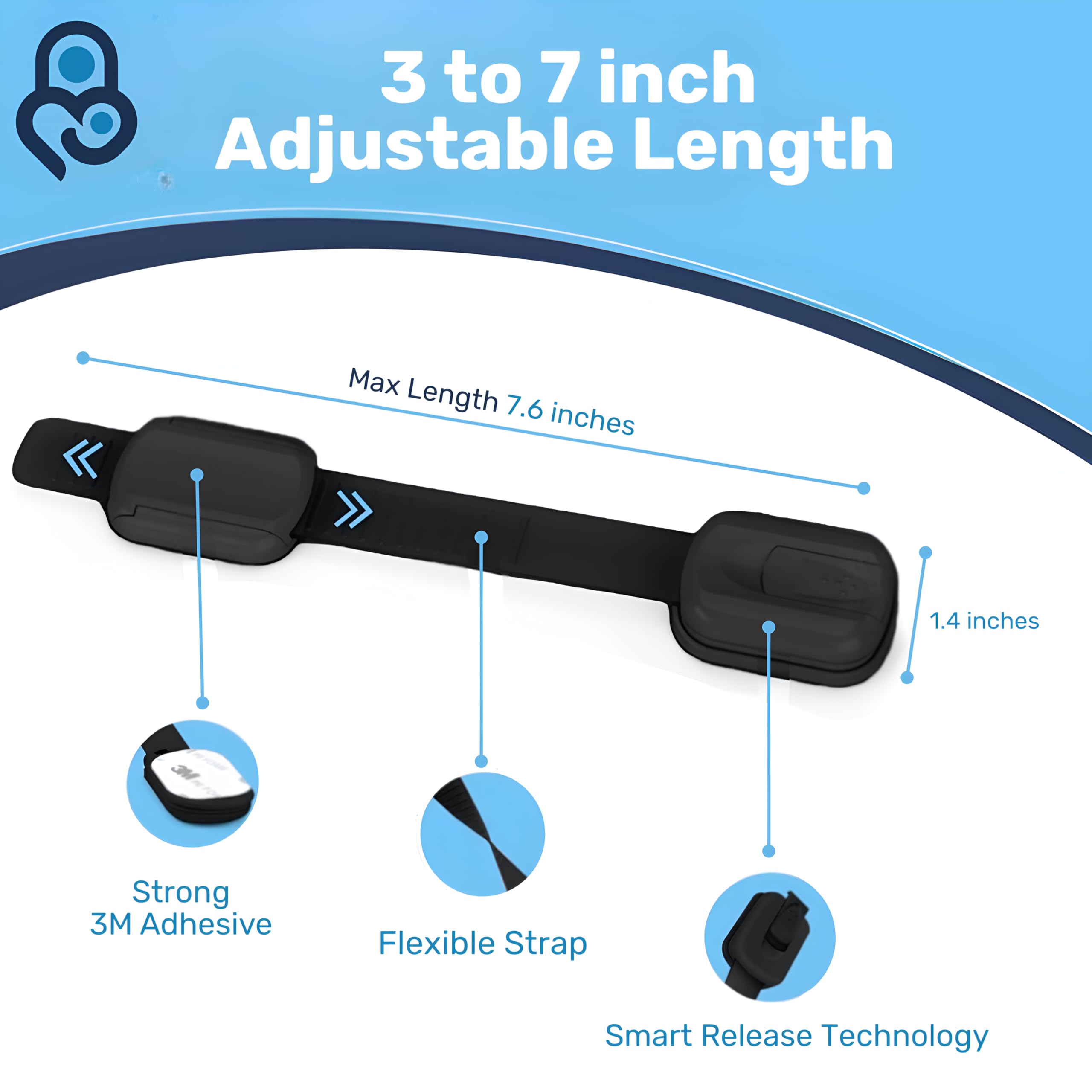 Baby Proof Me 3M adhesive strap on refrigerator door helps limit access to contents safely.