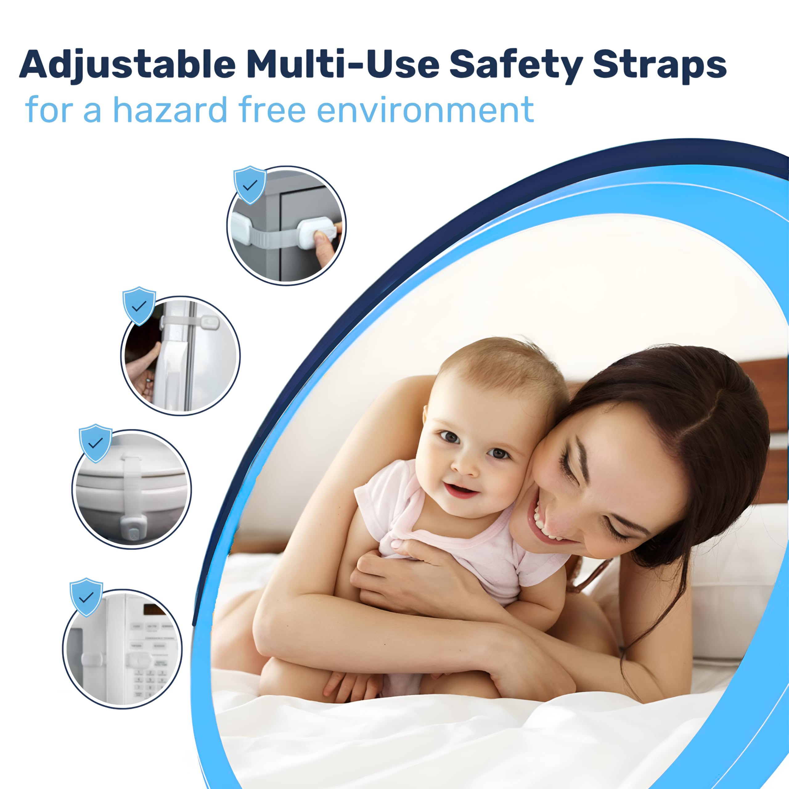Baby Proof Me adhesive safety strap on a dishwasher lid to prevent openings