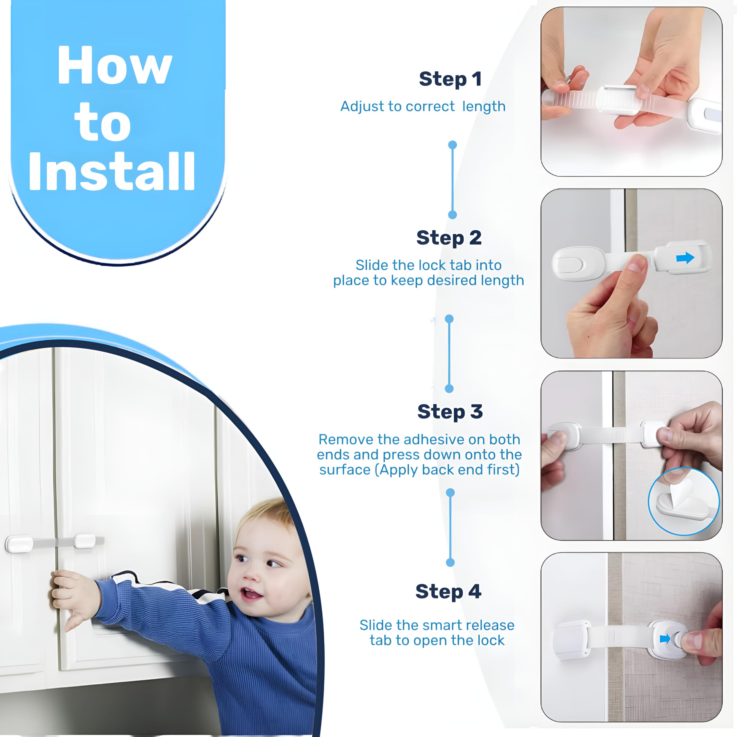 Baby Proof Me adhesive safety strap on an oven handle for safer cooking