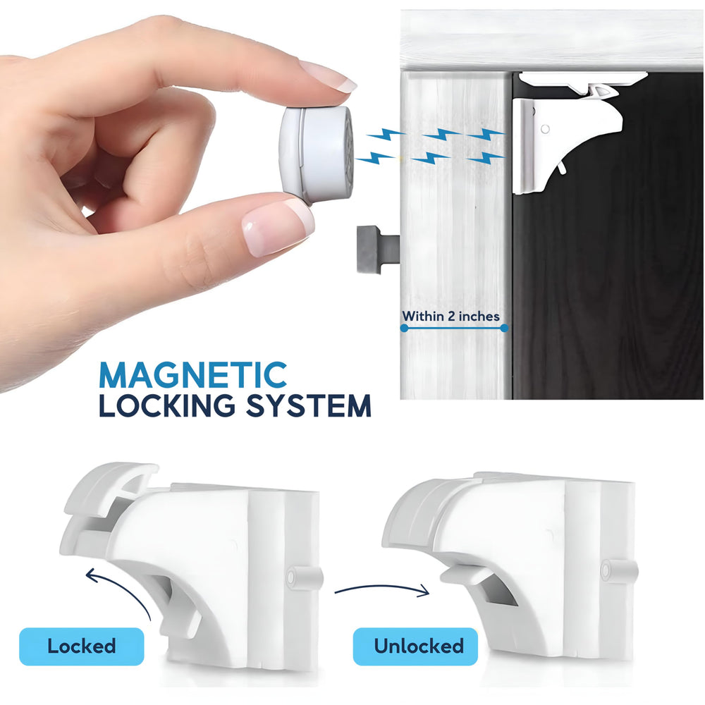 Baby Proof Me concealed installation inside cabinet shows invisible safety hardware