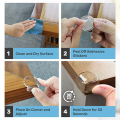 Baby Proof Me edge safety bumpers round applied to table edge offers soft impact protection.