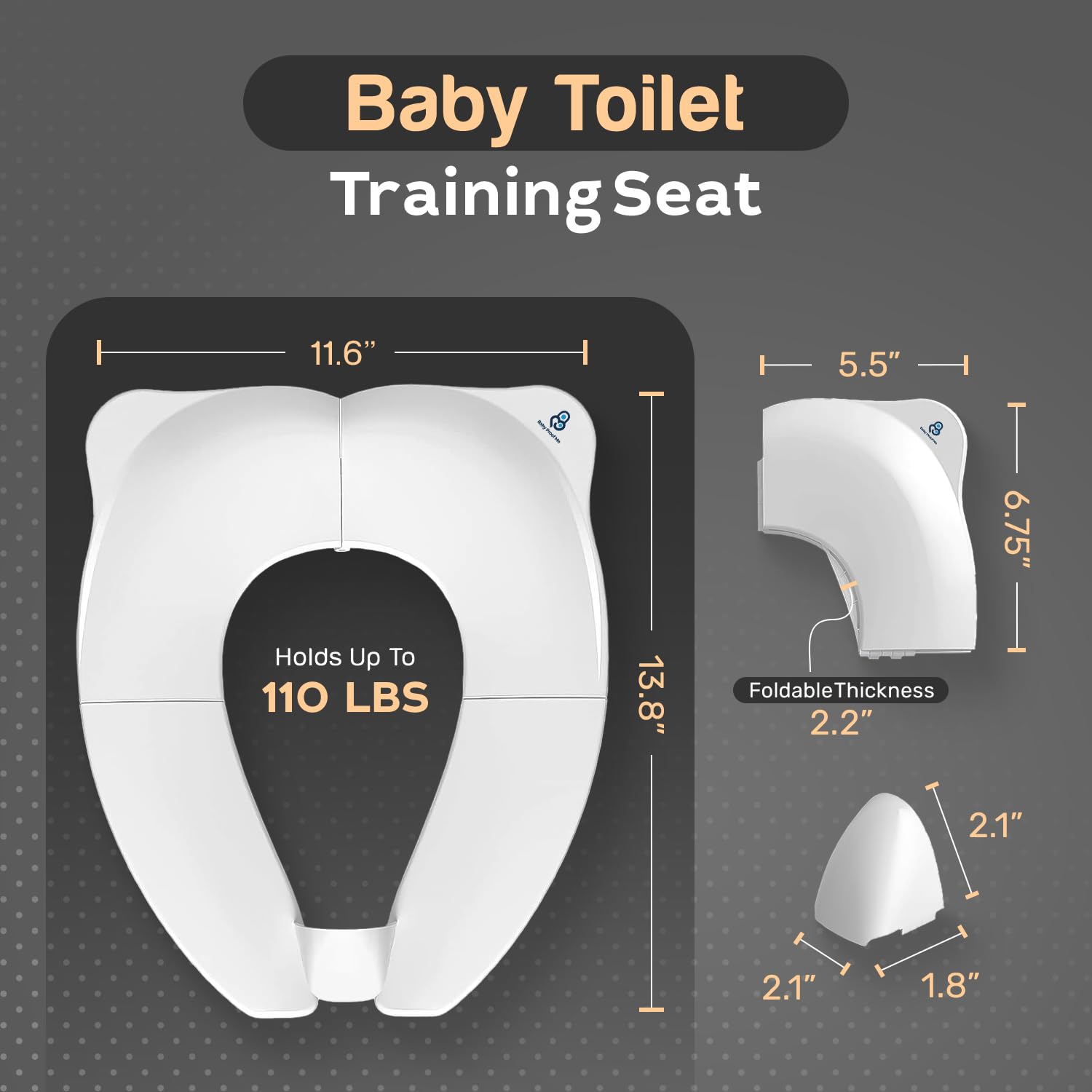 Baby Proof Me Essentials potty-seat-compact-portable illustrates lightweight design for trips.