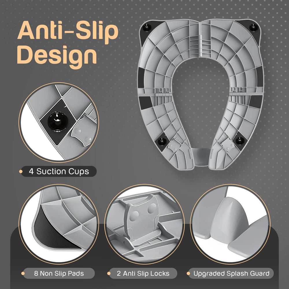 Baby Proof Me Essentials potty seat splash-guard keeps bathroom clean.