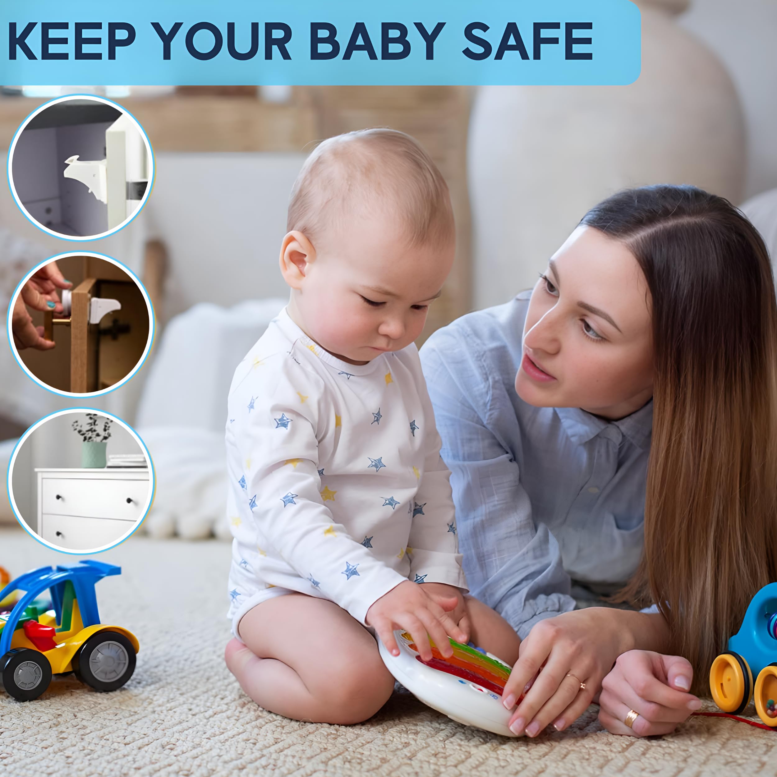 Baby Proof Me kit in kitchen, bathroom, pantry use-case demonstration