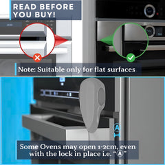 Baby Proof Me oven lock installed on oven door for quick childproofing.