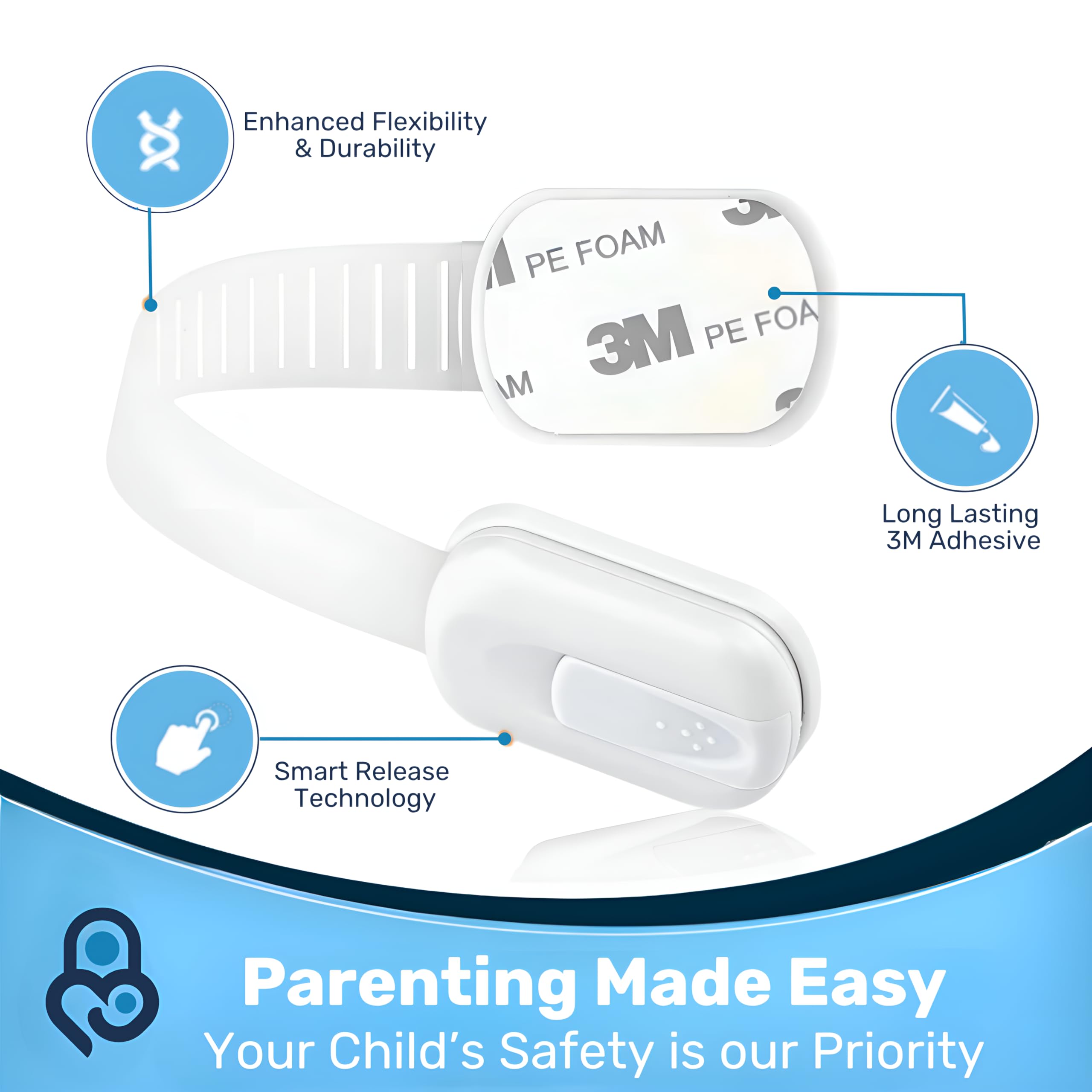 Baby Proof Me stain-free toilet lock prevents unsupervised toilet access.