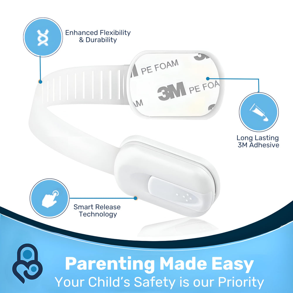 Baby Proof Me stain-free toilet lock prevents unsupervised toilet access.