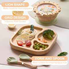 BABY REMEMBER prairie-style divided plate helps balance meals during early feeding.