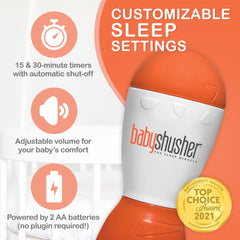 Baby Shusher in crib showing soothing sounds for easier bedtime.