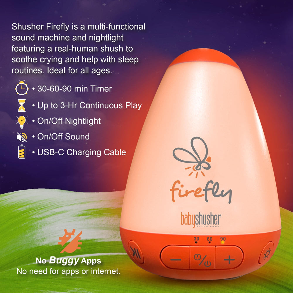 Baby Shusher Firefly USB-C charging keeps power ready between uses.