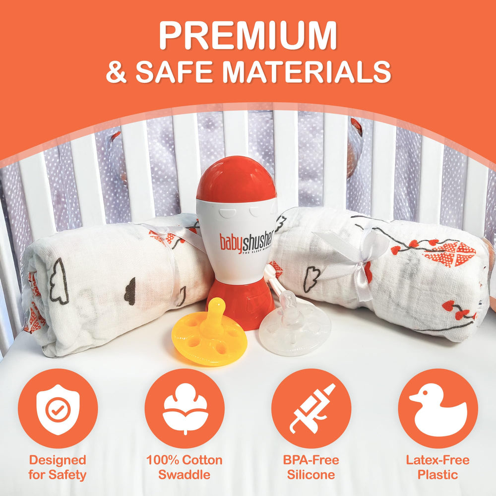 Baby Shusher gift set batteries included; quick setup for travel nights.