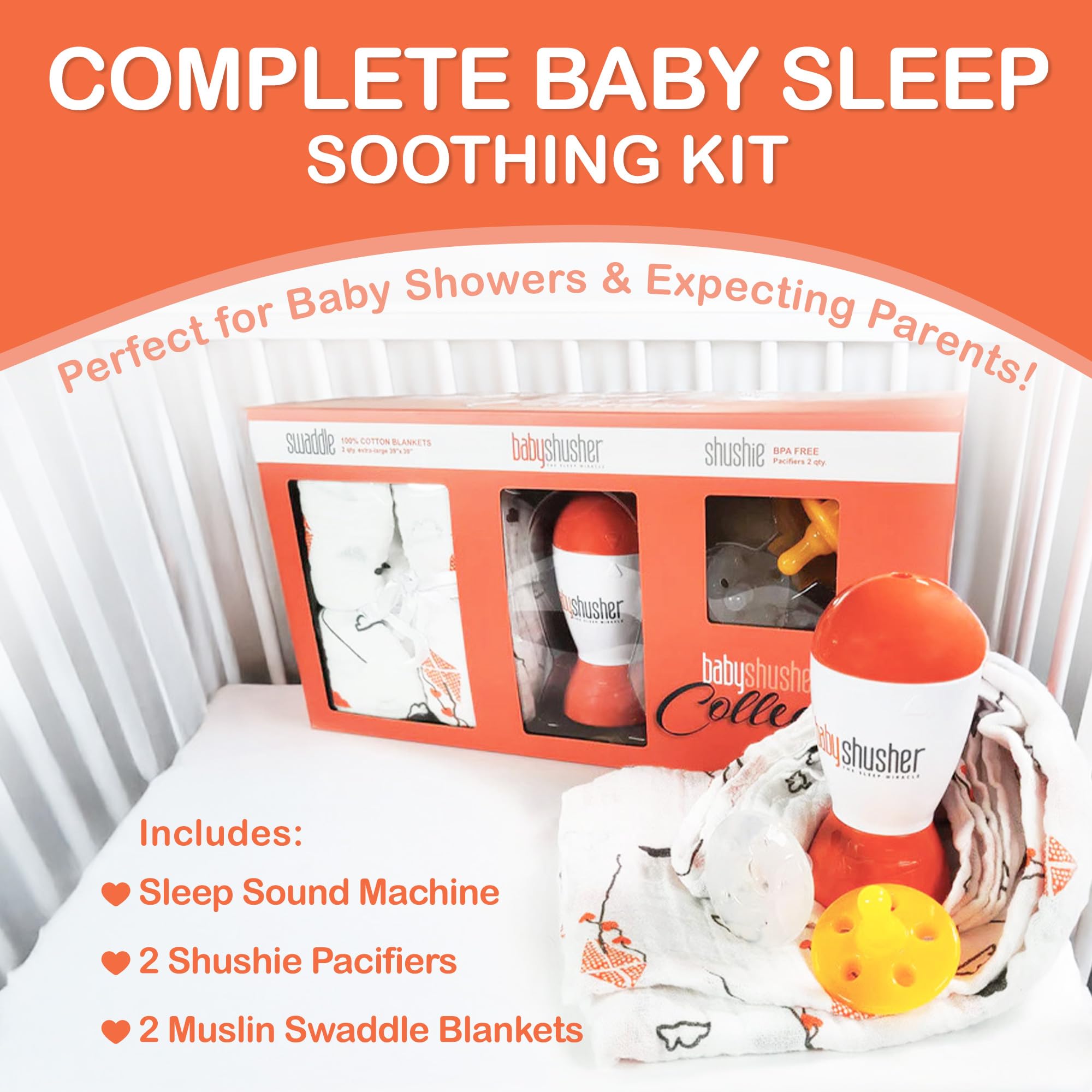 Baby Shusher gift set Shushie pacifiers; comfortable soothing for 0-6 months.
