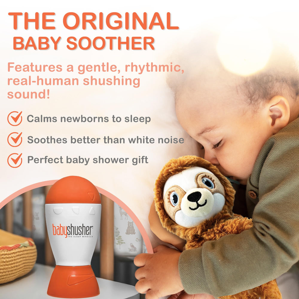 Baby Shusher with wrist strap for travel calms baby on-the-go.
