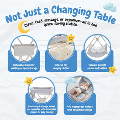 Baby Skye portable changing station folds for compact storage.