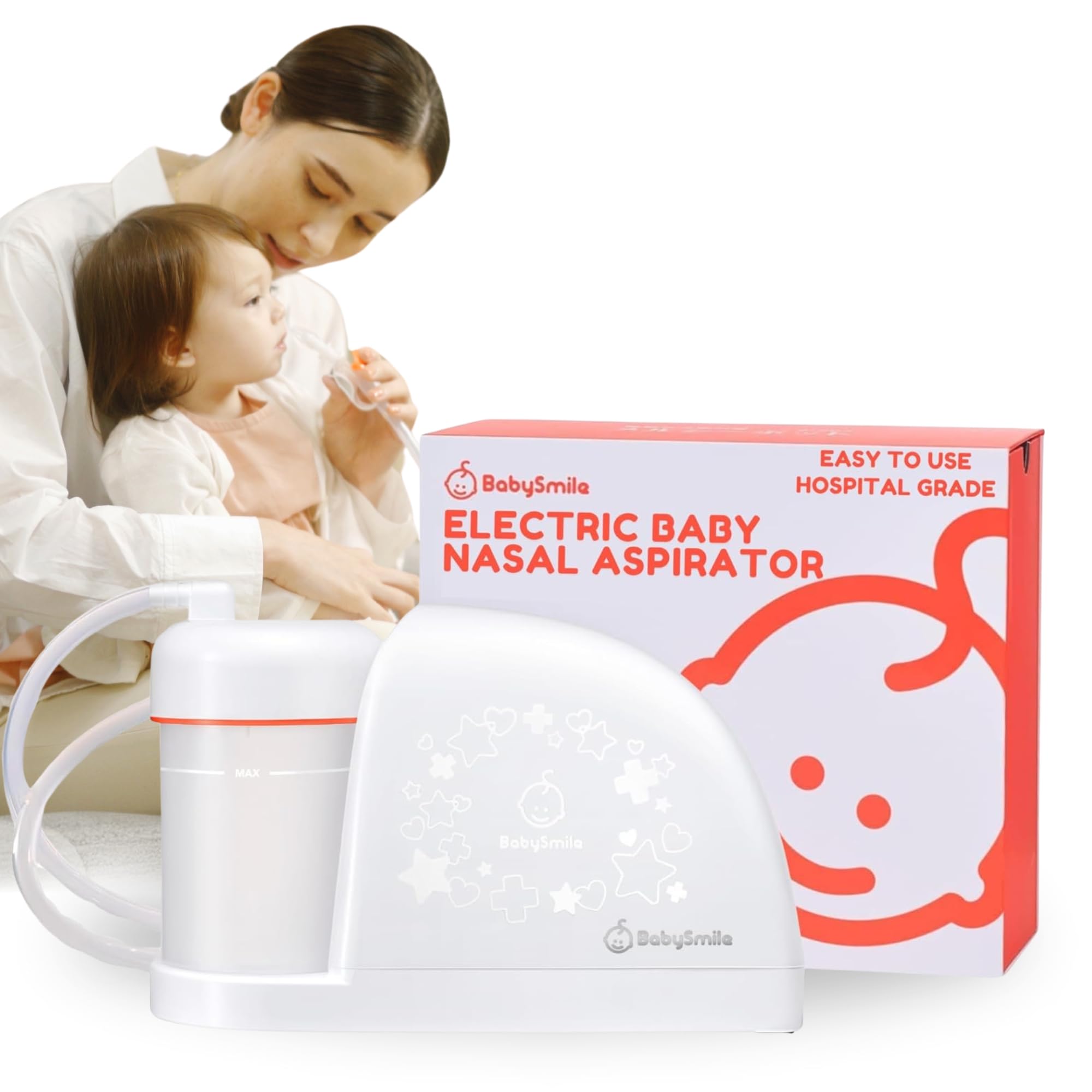 BabySmile nasal aspirator compact design for easy cleanup and storage.