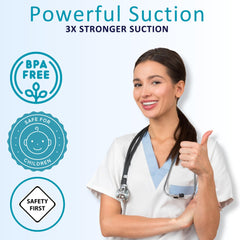 BabySmile nasal aspirator with washable detachable parts for regular cleaning.