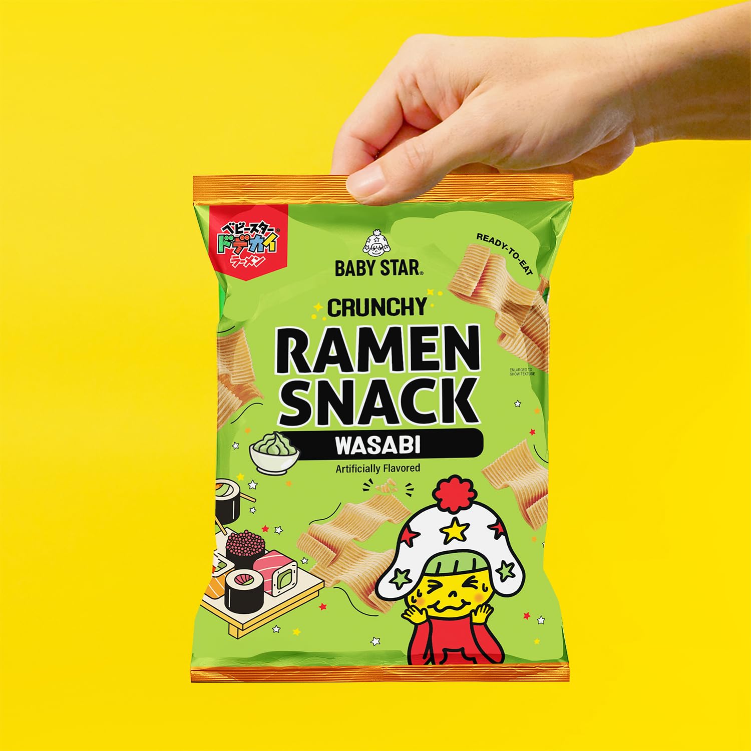 Baby Star Wasabi Wide Snack shareable pack for gatherings.