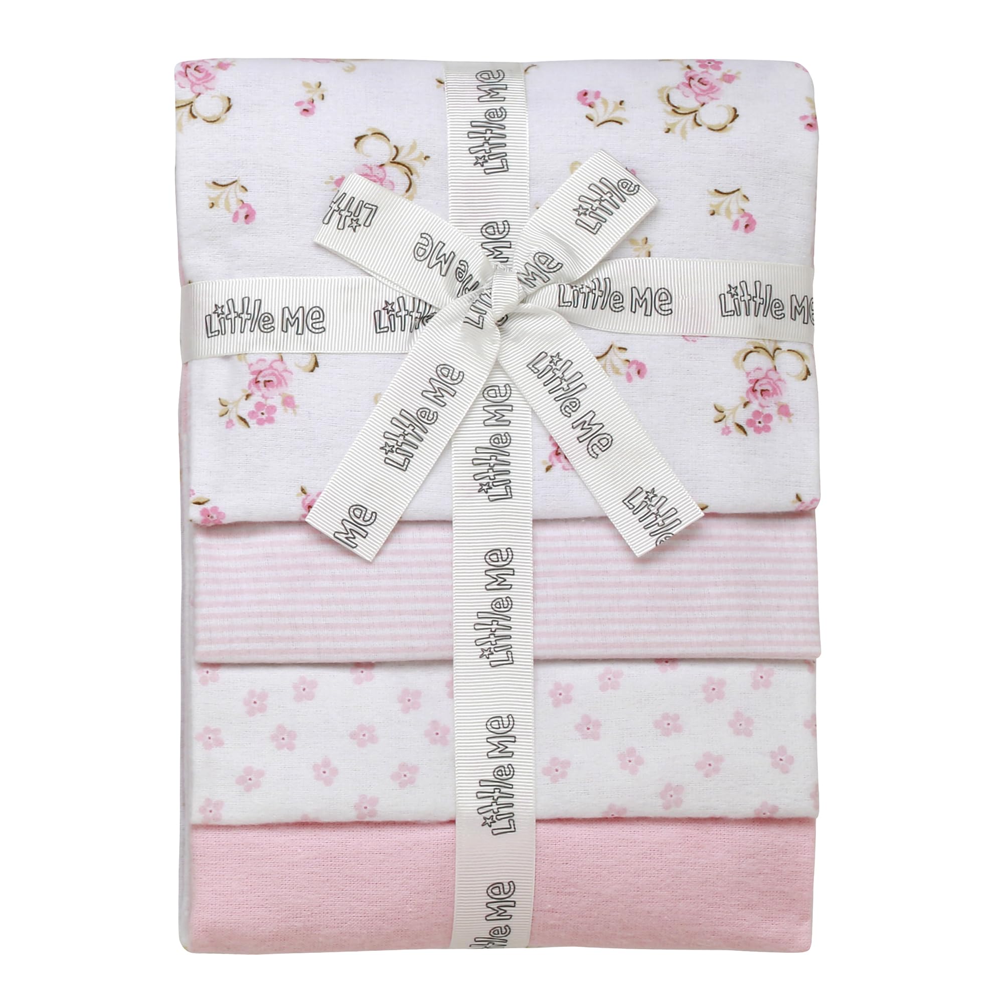 Baby Starters 4-pack flannel blankets in rose prints provide cozy warmth for newborns.
